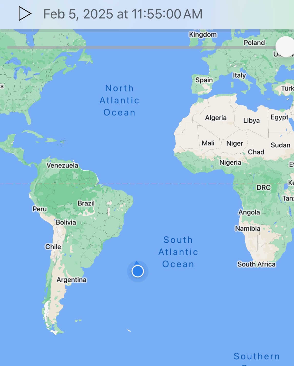 Day 32(Feb 5)- Cruising the Atlantic Ocean